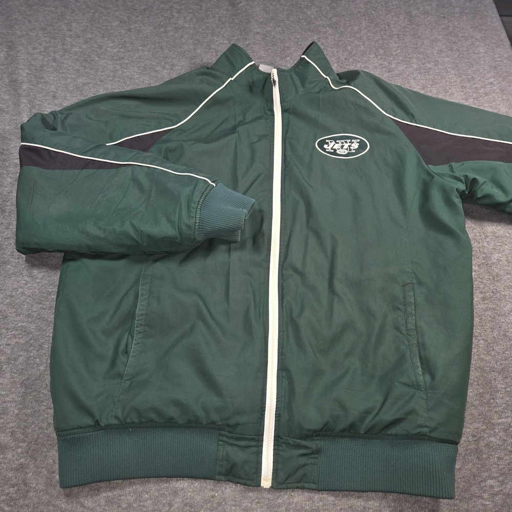 New York Jets Jacket Mens XL Green NFL Football Reebok Full Zip Team Warm Up